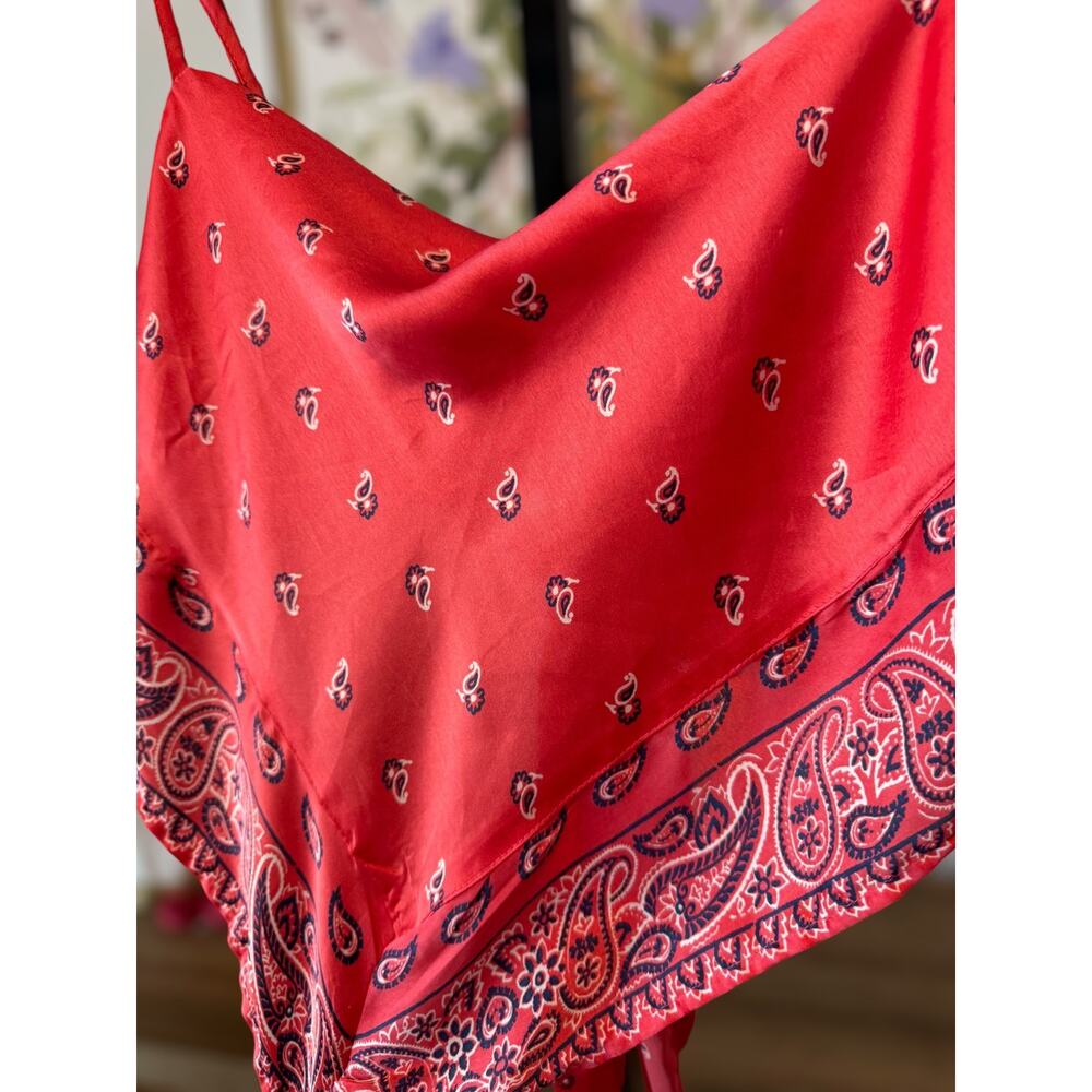 Japna Red Satin Bandana Tie Tank Top Size M - Picture 5 of 7